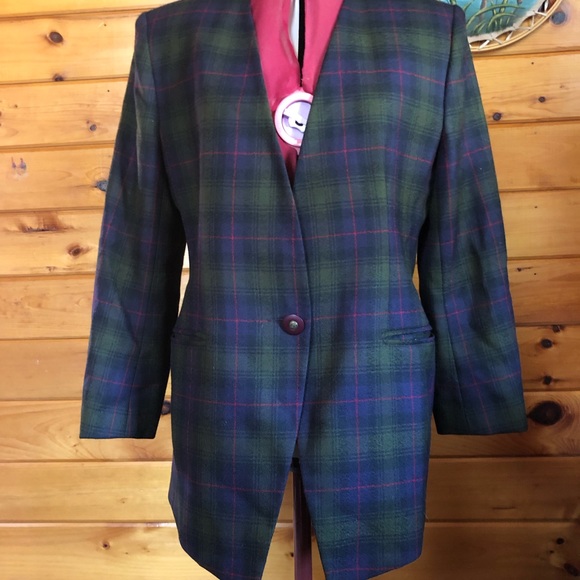 Vintage Laine Wool Plaid Blazer - Picture 6 of 10